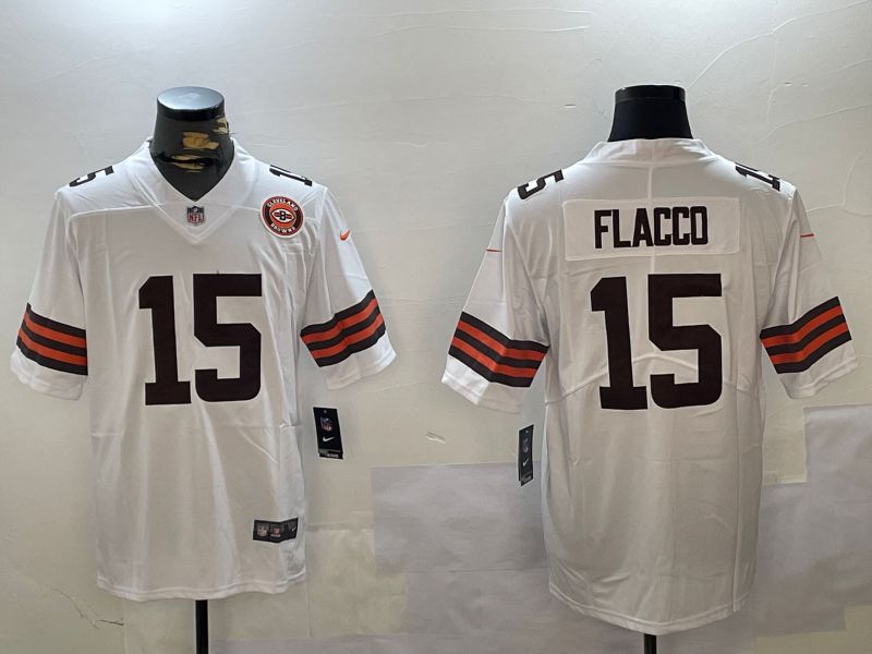 Men Cleveland Browns #15 Flacco White Second generation 2024 Nike Limited NFL Jersey style 2->new york mets->MLB Jersey
